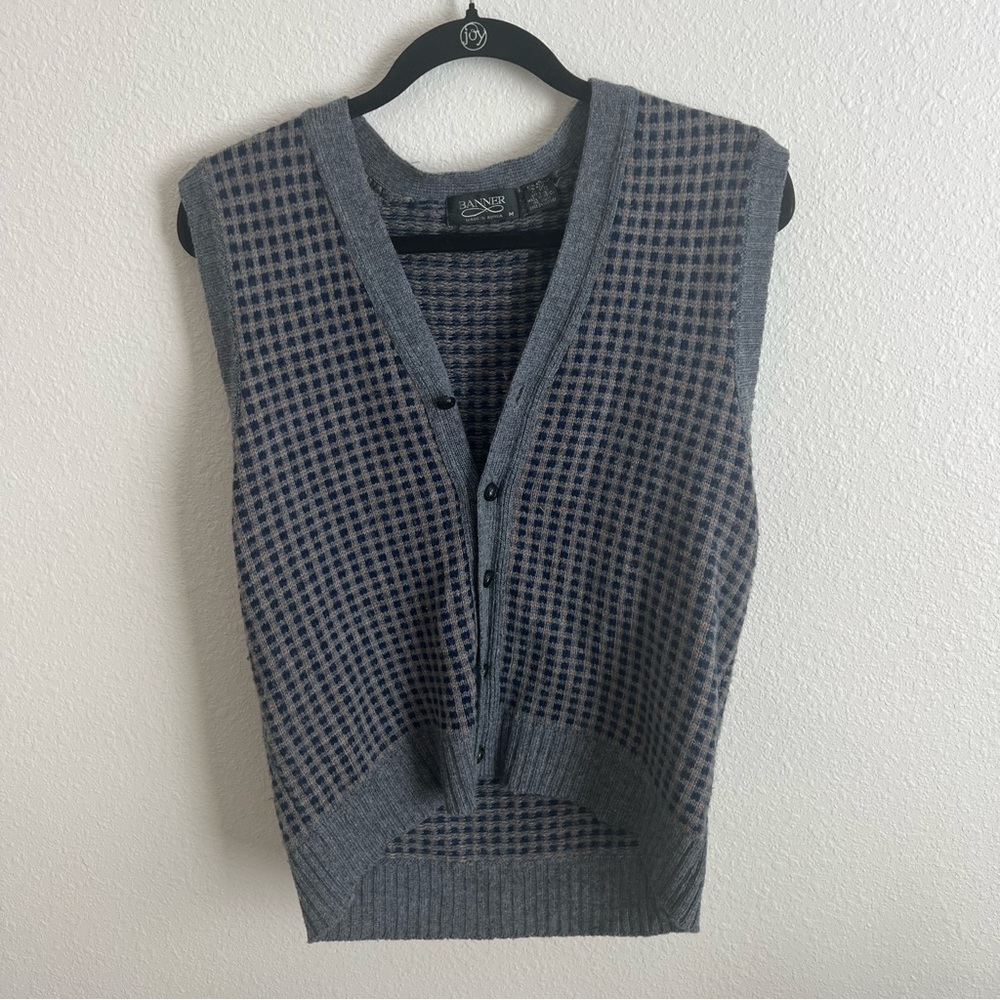 Banner - Reclaimed Vintage Grey and Blue Jumper - Size M